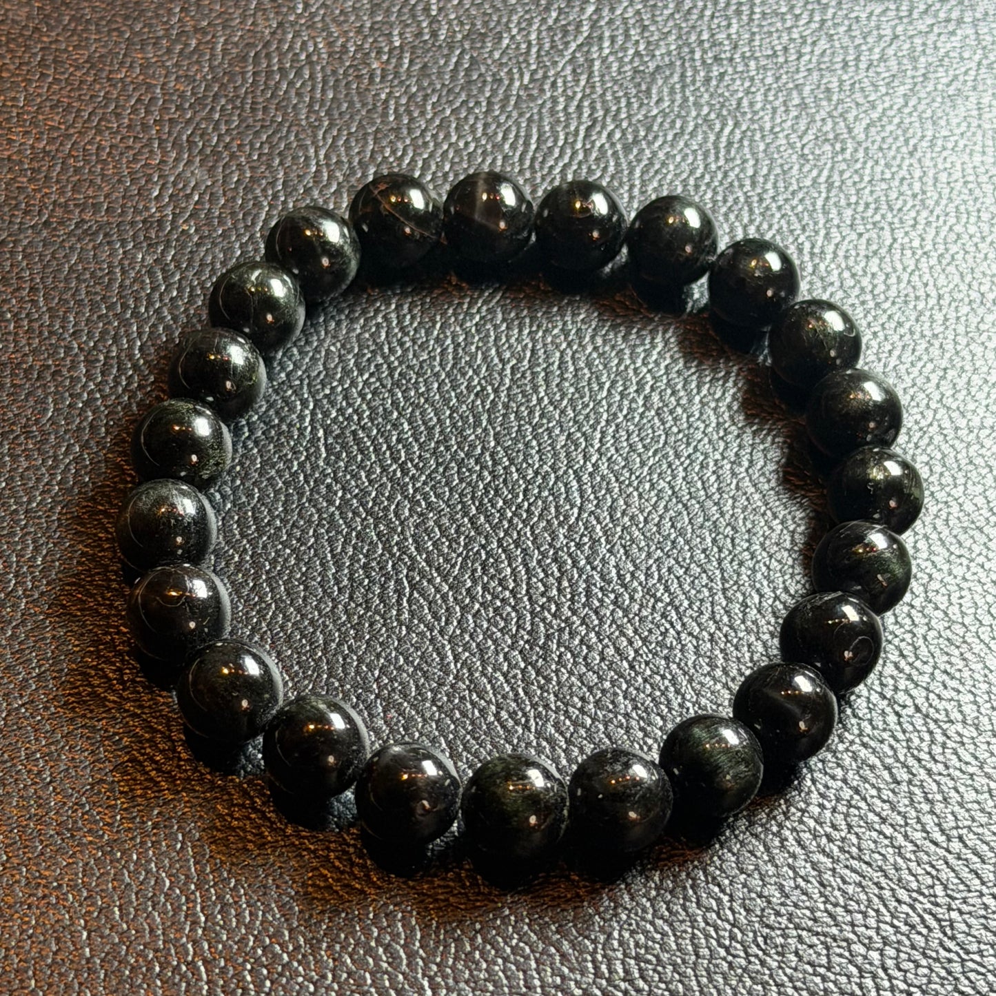 【061】ブラックスターブレスレット(スターダイオプサイト) 内径約16cm ルース約8mm【live限定】live20260227