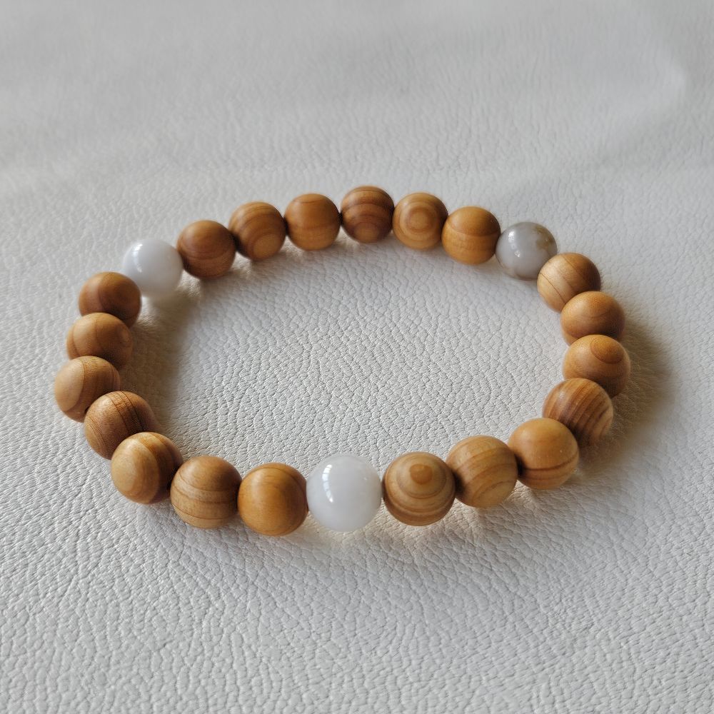 おいせ石&檜(ベージュ) ブレスレット