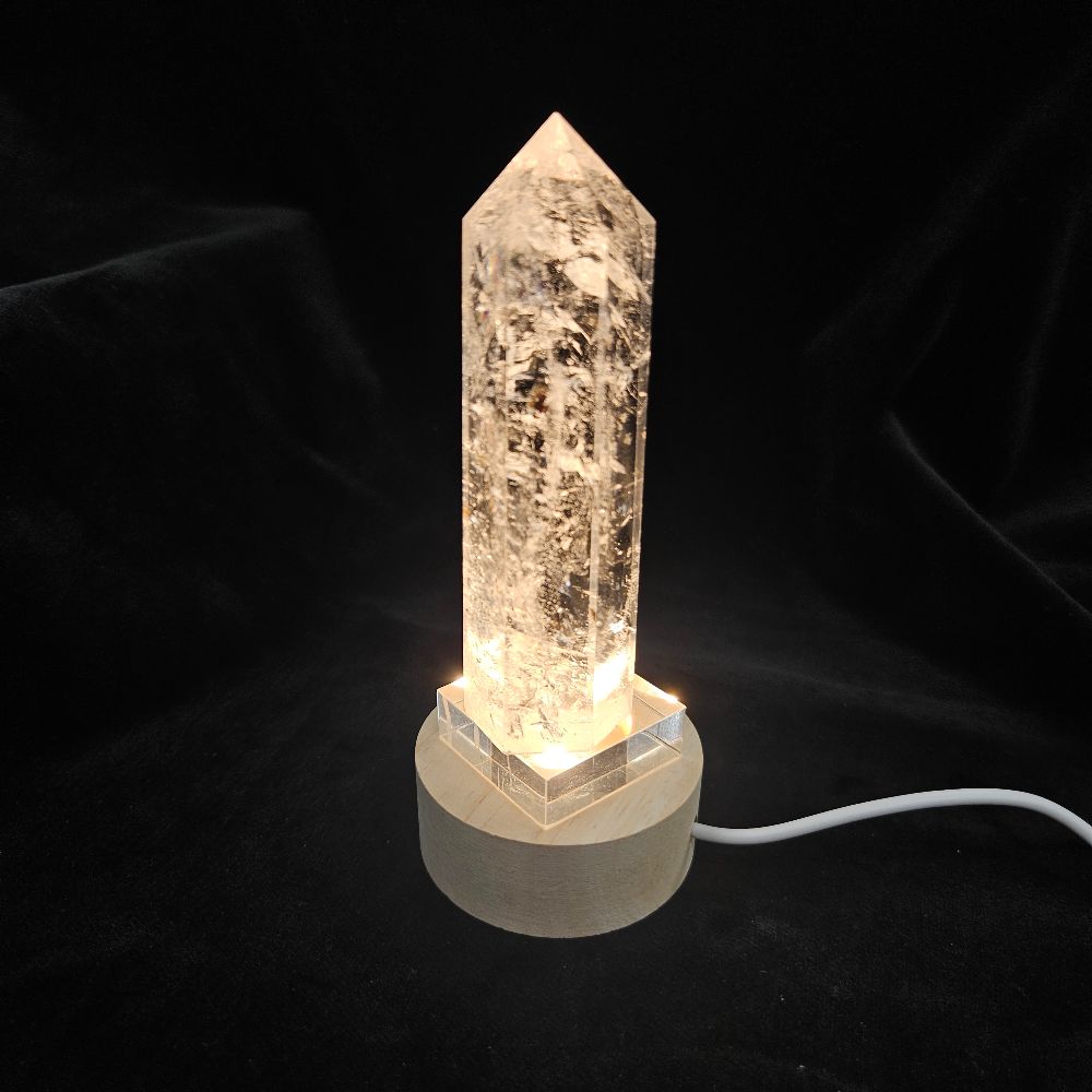 水晶ポイント LED+アクリル台付き サイズ:7~10cm