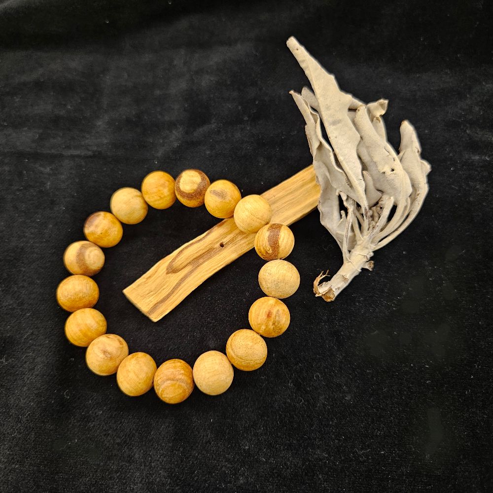 香りのセット!パロサント12mmブレス+パロサントウッド1本 +ホワイトセージリーフ3g