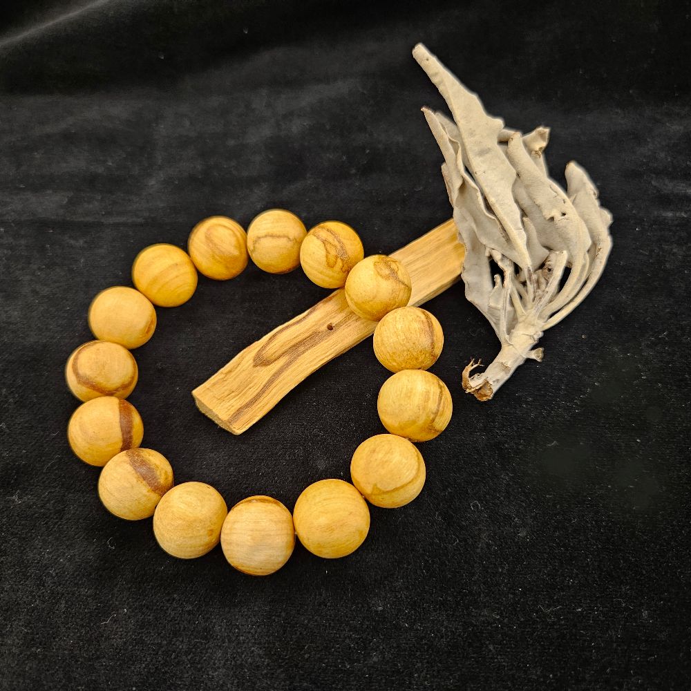 香りのセット!パロサント15mmブレス+パロサントウッド1本 +ホワイトセージリーフ3g