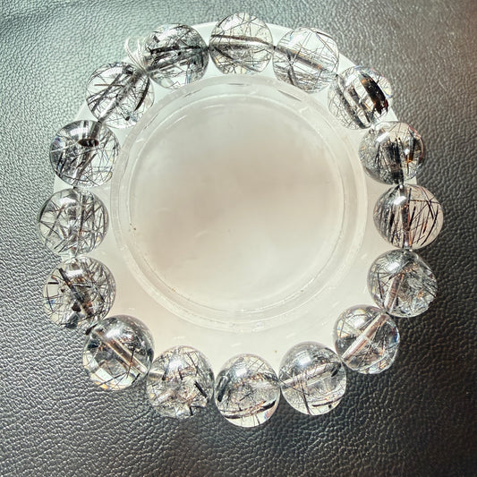 【023】5A ブラックルチルクォーツ 内径約17cm ルース約13mm【live限定】live20251128