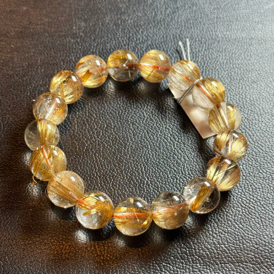 【063】タイチンルチルクォーツブレスレット 内径約16.5cm ルース約12mm【live限定】live20260227