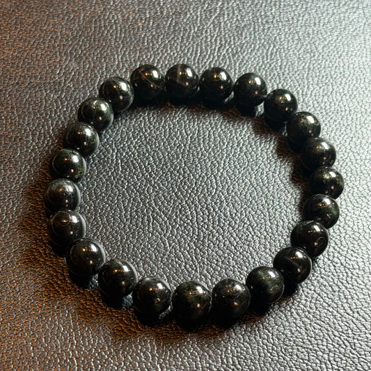 【061】ブラックスターブレスレット（スターダイオプサイト） 内径約16cm ルース約8mm【live限定】live20260227