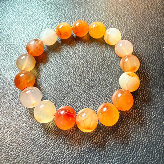 【007】マルチカーネリアン ブレスレット 内径約16.5cm ルース約12mm【live限定】live20251128