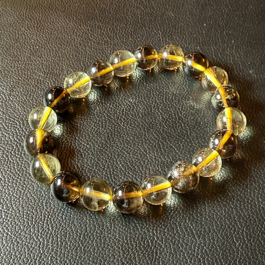 【058】 ブラックファントムイエロークォーツ 内径約17cm ルース約10mm  [タイガース残念セール]【live限定】live20251031