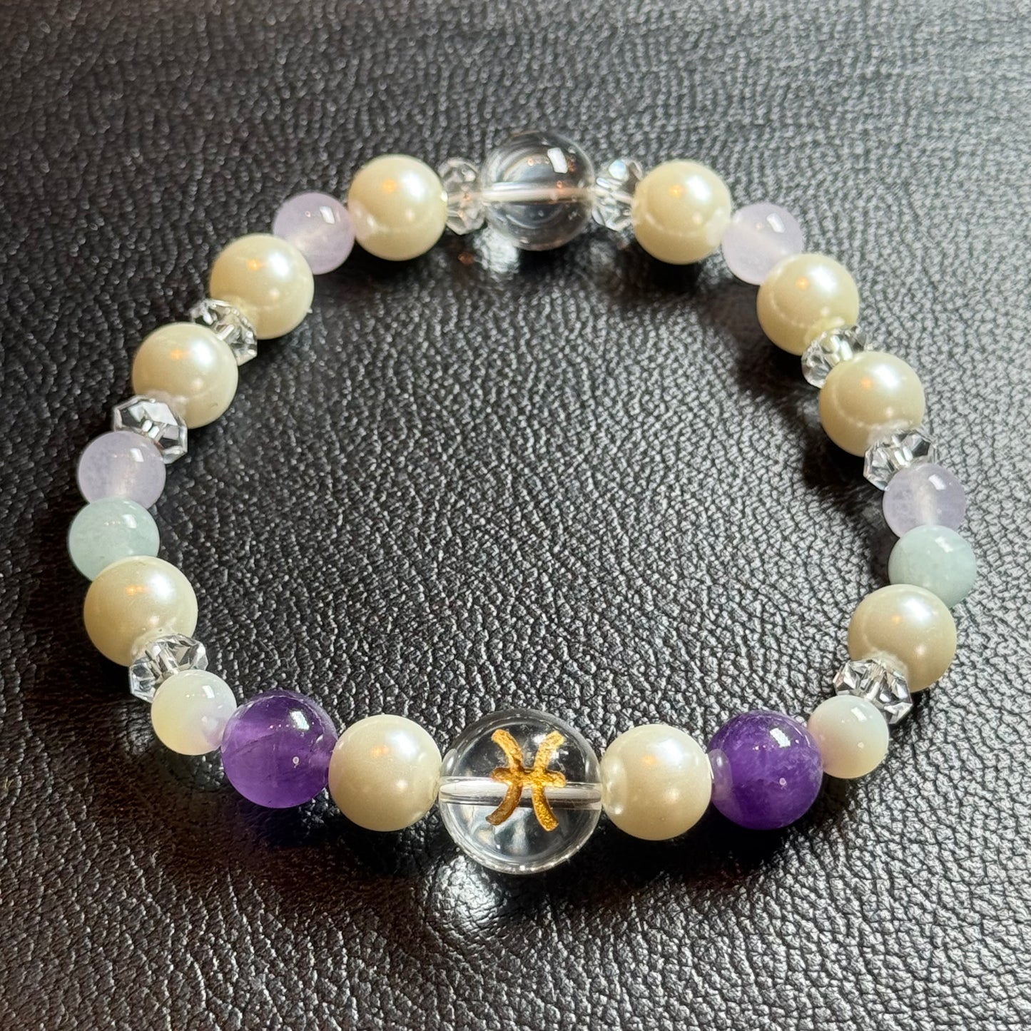 【005】お買い得！魚座 誕生星座デザインブレス 内径約16cm ルース約4-12mm【live限定】live20260227