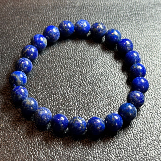 【004】お買い得！パイライト入りラピスラズリブレスレット 内径約16cm ルース約8mm【live限定】live20260227