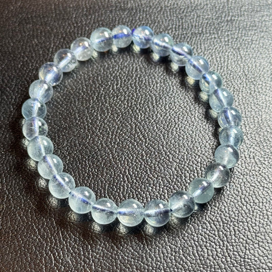 【006】お買い得！3月誕生石 クリアアクアマリンブレスレット 内径約16cm ルース約7mm【live限定】live20260227