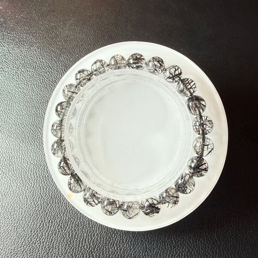 【022】ハイクオリティ 5A ブラックルチルクォーツ 内径約16cm ルース約8mm【live限定】live20251128