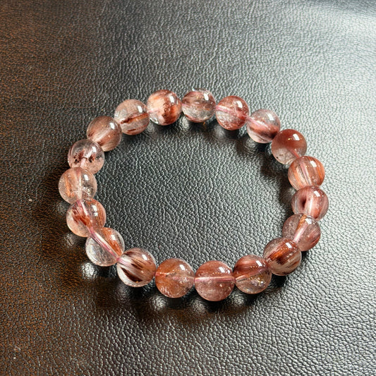 【060】ラビットファーMIXレッドルチルブレスレット 内径約17cm ルース約10.5mm【live限定】live20260227