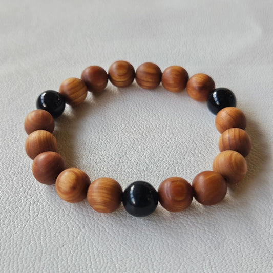 おいせ清め石&檜(ブラウン) ブレスレット