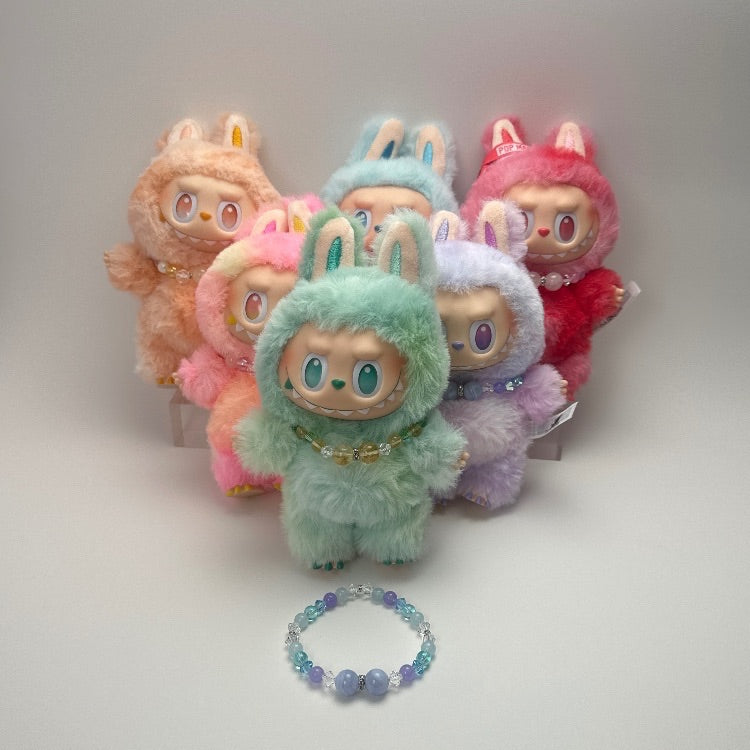 「リボン」ブルーレースアゲートブルージェイドブルーオーラ ブレスレット