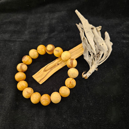 香りのセット！パロサント12mmブレス+パロサントウッド1本 +ホワイトセージリーフ3g