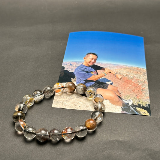 【052】＜A＞オーロラプラチナルチルクォーツブレス 内径約16.5cm ルース約10mm ＊会長シール付き【live限定】live20251031