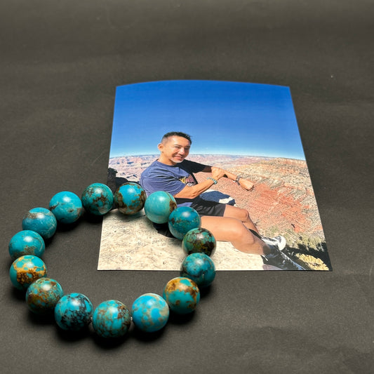 【048】＜A＞ターコイズブレス 内径約15.5cm ルース約13mm ＊会長シール付き【live限定】live20251031